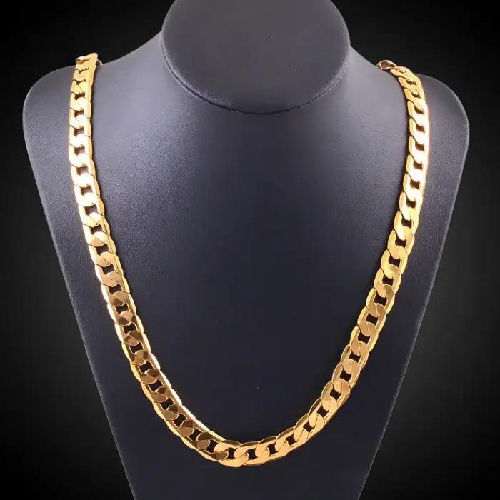 Bijoux en chaîne de couleur or pur, chaîne lourde Chapado 24k Ouro de 10 mm pour hommes 20 Man20, 22