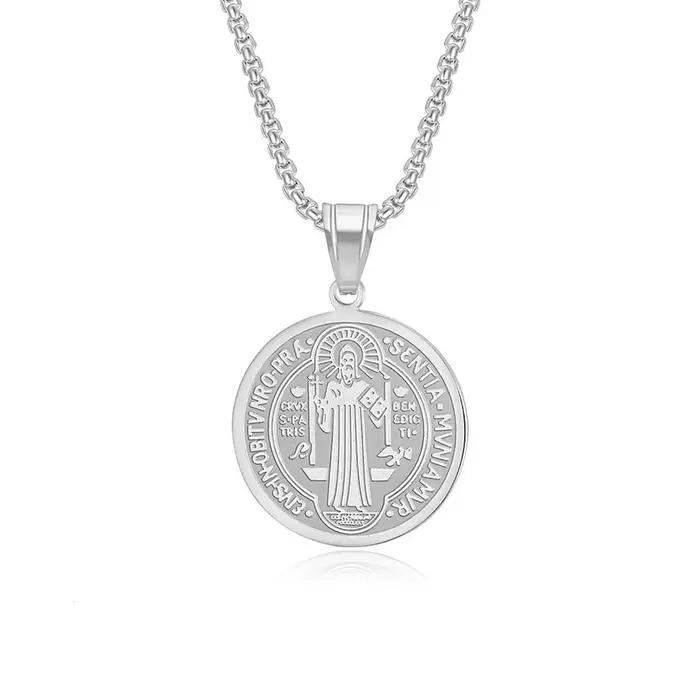 Collier pendentif Saint benoît catholique Vintage
