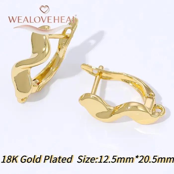 Fil d'oreille à levier en laiton plaqué or 18 carats, fleurs plissées en métal, fermoirs à crochet d