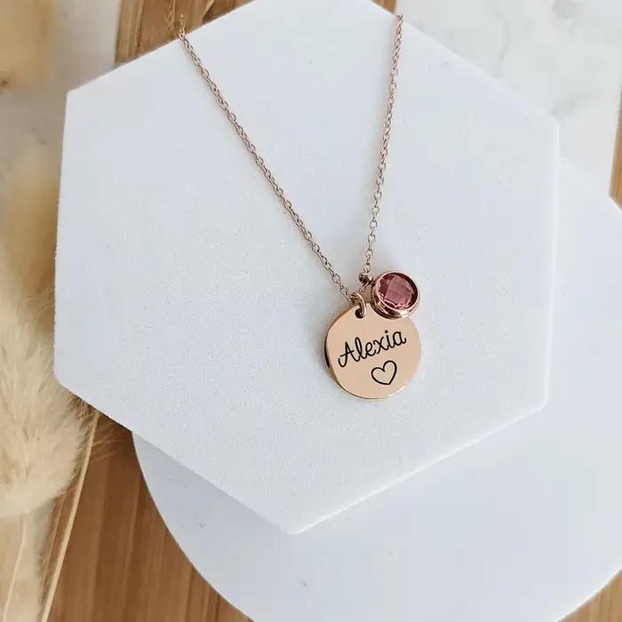 Collier personnalisé avec nom de pierre de naissance pour la fête des mères, pendentif avec texte et date gravés personnalisés, cadeau spécial pour grand-mère, Mimi 2025