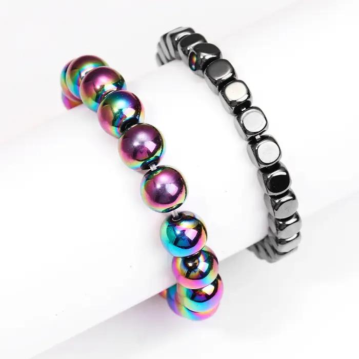 Bracelet en pierre d'énergie hématite classique pour homme et femme occasions spéciales partage amoureux cadeau d'amitié