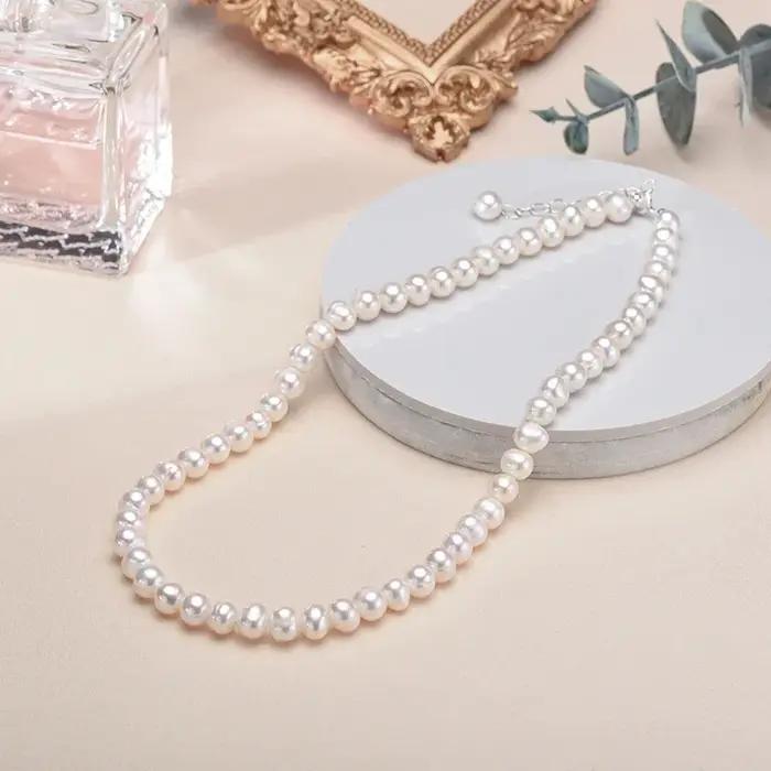 Collier de perles de culture d'eau douce 6-7mm pour femmes