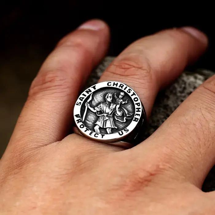 Bague Vintage en Acier Inoxydable 316L pour Hommes Style Punk Motard Mode Bijoux de la Renaissance Occasions Spéciales