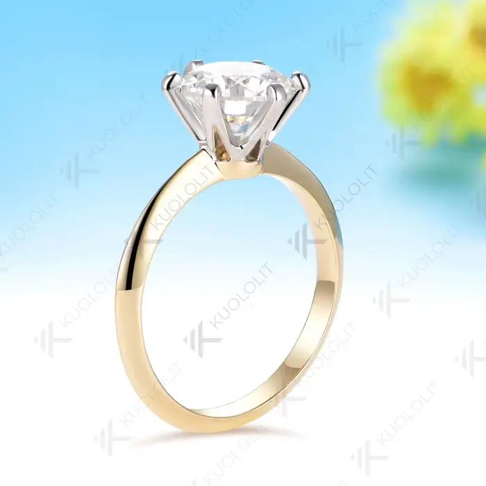 Bague Kuololit 1,5 carat en diamants de laboratoire IGI, sur mesure pour femme, en or jaune massif 14K 10K, idéale pour les cadeaux d'anniversaire, de Noël ou de fête