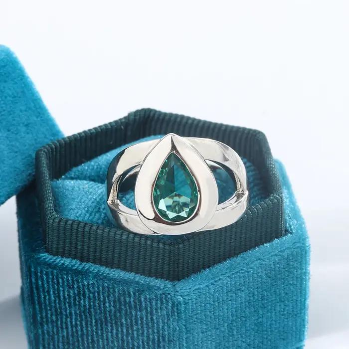 Bague en argent sterling 925 sertie de zircon vert pour femmes, alliance de mariage, bijou de luxe pour occasions formelles
