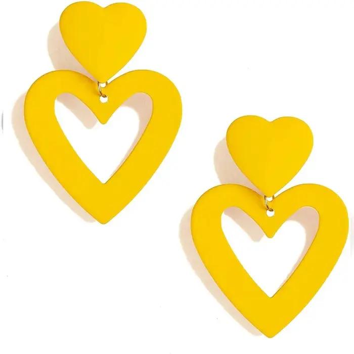 Boucles d'oreilles coeur pendantes Conversation coeur boucles d'oreilles mignon pour les femmes tend