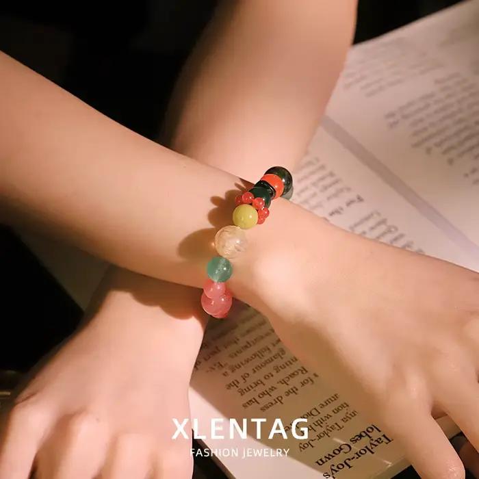 Bracelet en cristal multi-trésor coloré design fait à la main porte-bonheur cadeau accessoire émotionnel pour femmes occasions spéciales