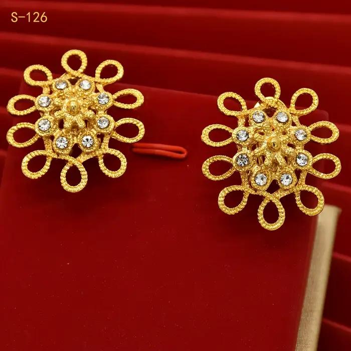 Bijoux de mariage luxe or 24 carats bohème indien et éthiopien design fleurs collier boucles d oreilles ensemble mariage femmes occasions spéciales