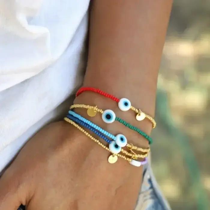 CCGOOD Bracelet de Protection contre le mauvais œil plaqué or 18 carats perles Miyuki bijoux empilab