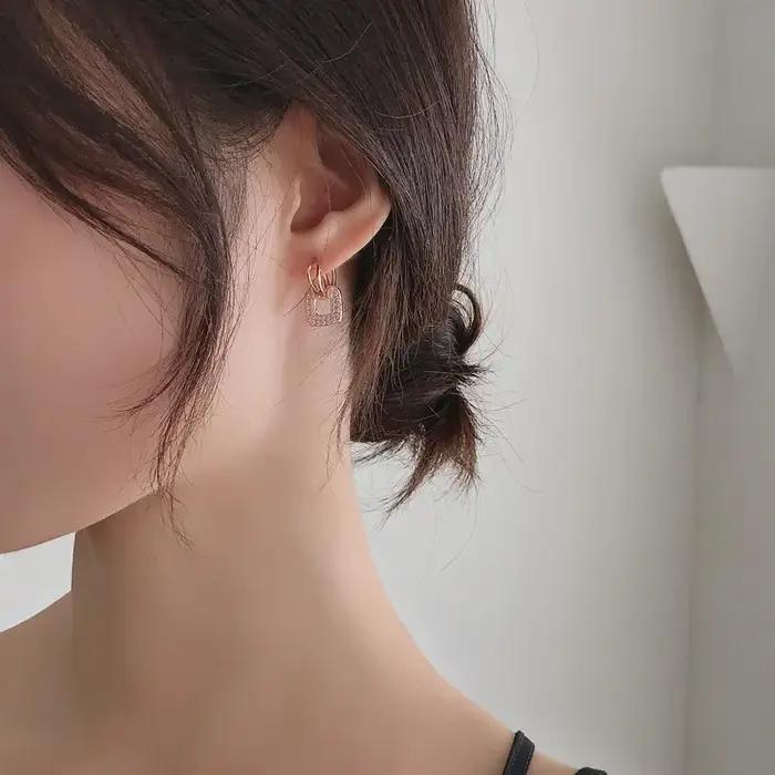 Boucles d'oreilles créoles en argent regardé 925 pour femmes