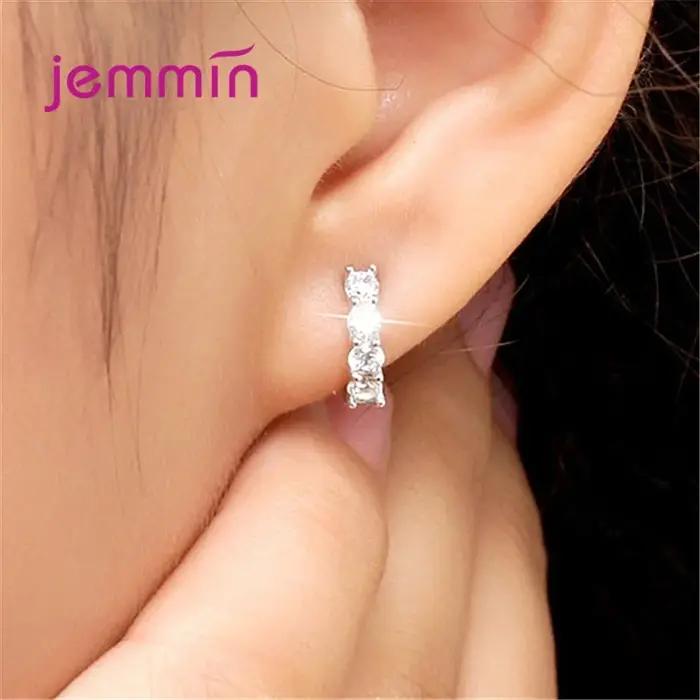 Boucles d'oreilles en argent sterling 925 avec cristaux minuscules