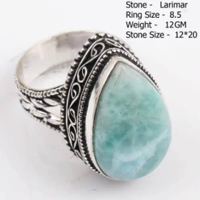 Bague en larimar véritable pour femme, cadeau