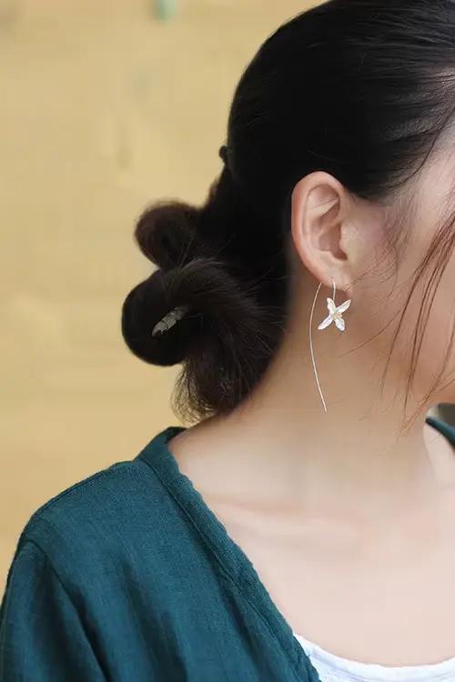Boucles d'oreilles trèfle à quatre feuilles en argent Sterling 925, longues et élégantes pour femmes, mode Brincos Grandes, bijoux fins pendientes