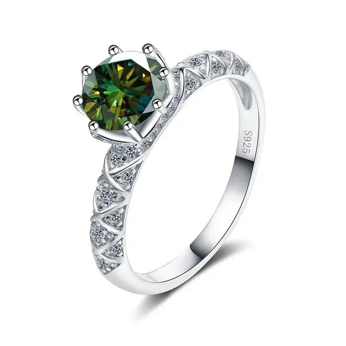 Bague Moissanite en Argent Sterling S925 pour Femmes Style Classique Pierres Précieuses en Couleurs Diverses Occasions Spéciales