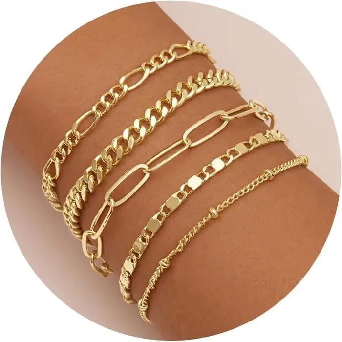 Bracelets à la mode en plaqué or 14 carats pour femmes élégants et empilables pour toutes les occasions spéciales