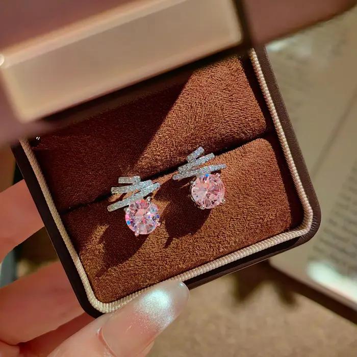 Boucles d'oreilles paraiba scintillantes pour femmes argent sterling 925 zirconium cristal occasion spéciale anniversaire bijoux de luxe