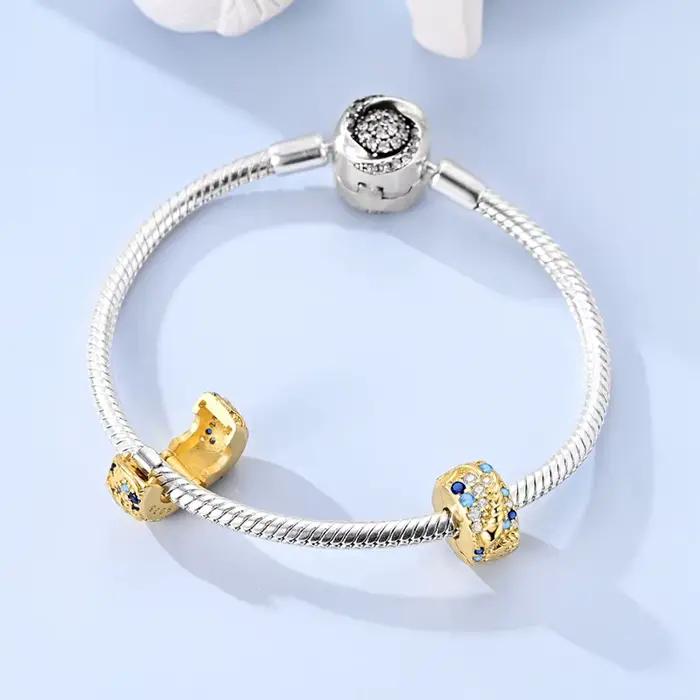 Breloques en Argent Sterling 925 avec Zirconium Incrusté Pendentifs Soleil et Léopard Pour Bracelets et Créations Bijoux Cadeaux DIY Occasions Spéciales