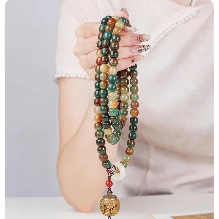Bracelet Bodhi en racine de Bodhi perles géométriques uni-sexuel pour célébrer Noël Saint Valentin Nouvel An chinois occasions spéciales
