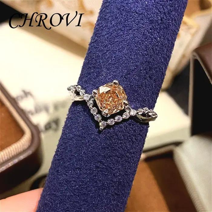 Bague Octogonale Millénaire en Argent Sterling 925 Luxe Léger, Rose Coloré, pour Femme, avec Diamant