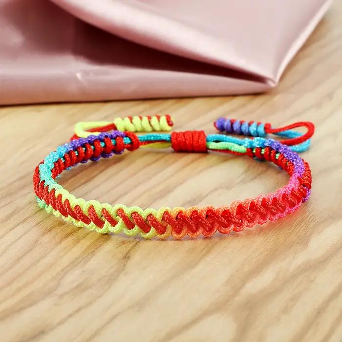 Bracelet Tressé à Nministériels ds Arc-en-Ciel Colorés
