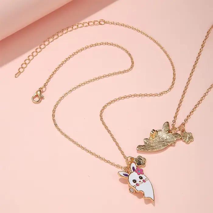 JOBest Friends-Pendentif lapin mignon pour filles, collier BFF Chia Ship, cadeau de bijoux, tout neuf, ensemble de 2 pièces