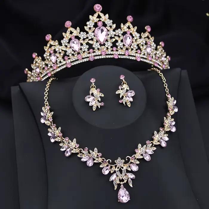 Parures de bijoux Princesse Couronne Rose pour Femme – Diadèmes