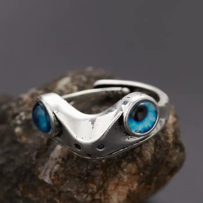 Bague de grenouille gothique en alliage de zinc, design animal unique, ajustable, vintage et hip hop pour homme et femme occasions spéciales