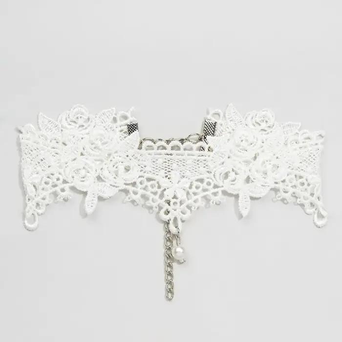 Collier Ras Du Cou Vintage Dentelle Noire Plaquée Argent Antique Pour Femme Occasions Spéciales