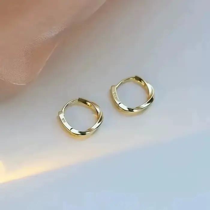 Boucles d'oreilles rondes en argent Sterling 925 pour femmes, créoles au Design incrusté Simple, bij