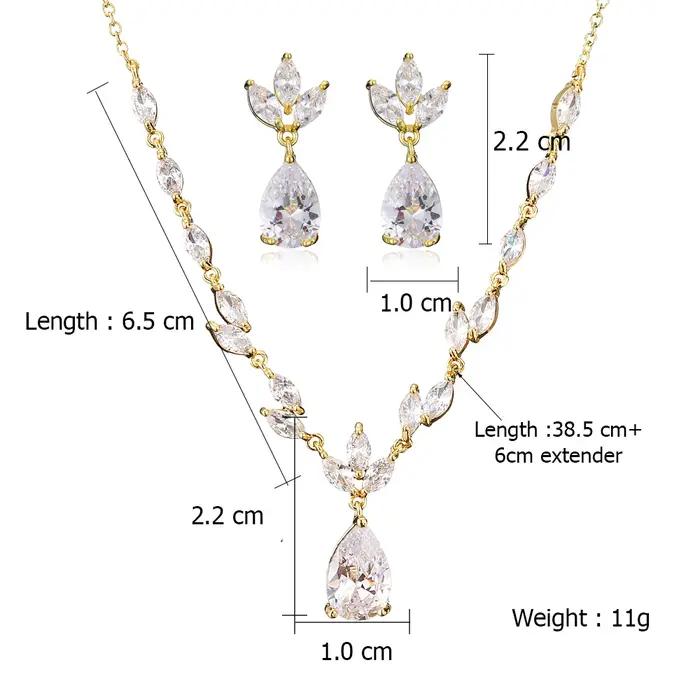 Ensemble de bijoux ZAKOL en zircone cubique forme goutte d'eau plaqué métal mariage cadeau femme occassions spéciales