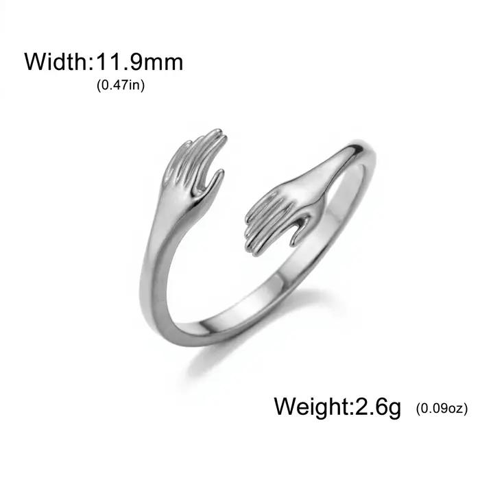 Amaxer – anneau de main de câlin aimant, Double main, ouvert, réglable, unisexe, bijoux pour l'amiti