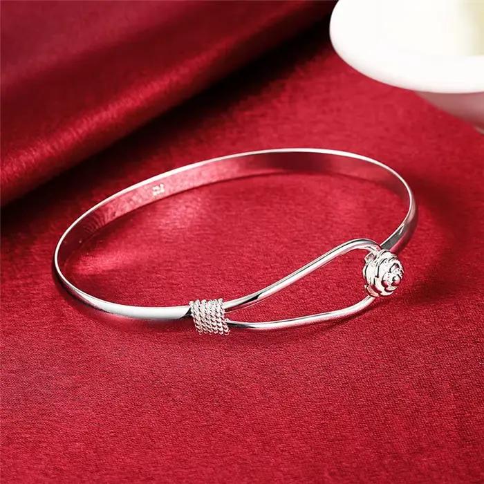 Bracelets en argent Sterling 925 pour femmes, joli bracelet à fleurs élégant, bijoux réglables, cadeaux de fête à la mode pour filles et étudiantes, nouvelle collection
