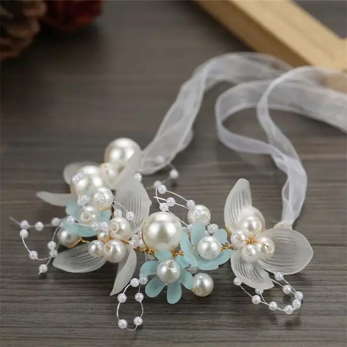 Bracelets de poignet en perles artificielles pour demoiselle d'honneur, fleur à main pour enfants, mariage romantique, belle mariée, filles