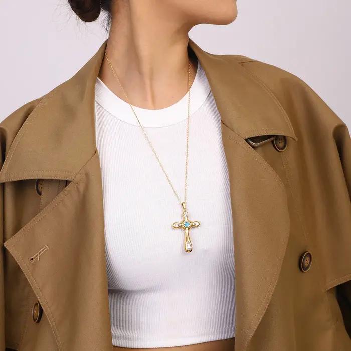Yori – collier délicat avec pendentif croix en zircone cubique pour femmes