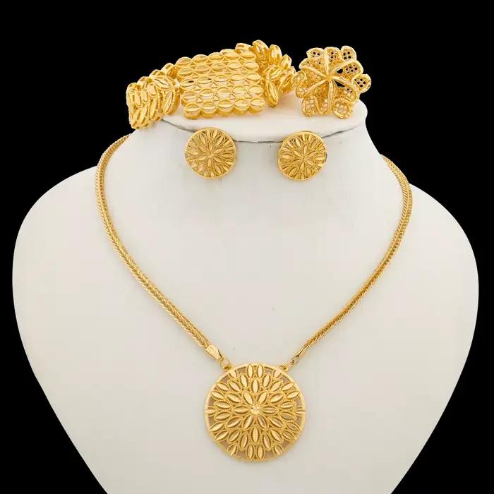 Ensemble de bijoux pour fête, pendentif, collier et boucles d'oreilles avec Bracelet, bague, collier de fiançailles, boucles d'oreilles 