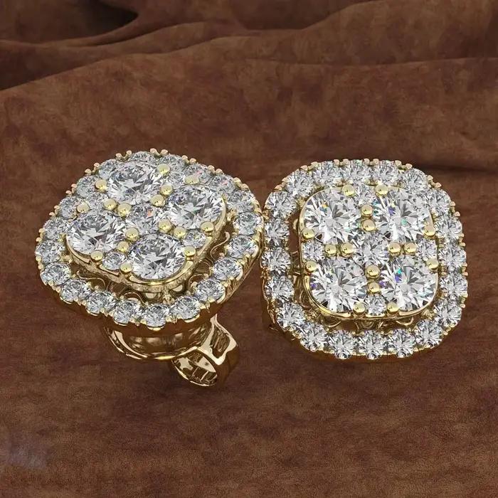 Boucles d'oreilles en or 14K serties de diamants et de pierres précieuses naturelles pour femmes, bijoux de luxe bohèmes pour occasions spéciales et cadeaux de fête
