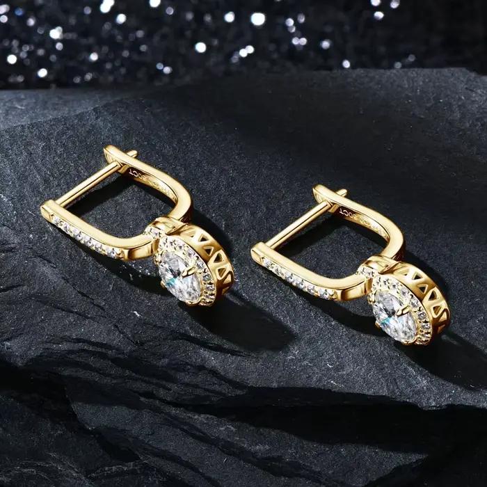 IOGOU luxe S925 argent 5mm 0.5ct Moissanite boucles d'oreilles pour les femmes réel