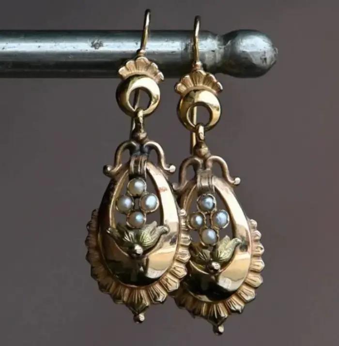 Boucles d'oreilles artistiques ovales en forme de fleur de nouvelle perle, tempérament de déplacemen