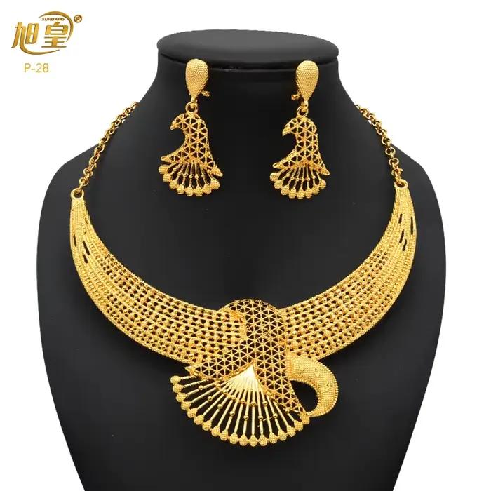 XUHUANG-Ensembles de colliers de fleurs de luxe pour femmes, plaqué or de Dubaï, ensemble de bijoux