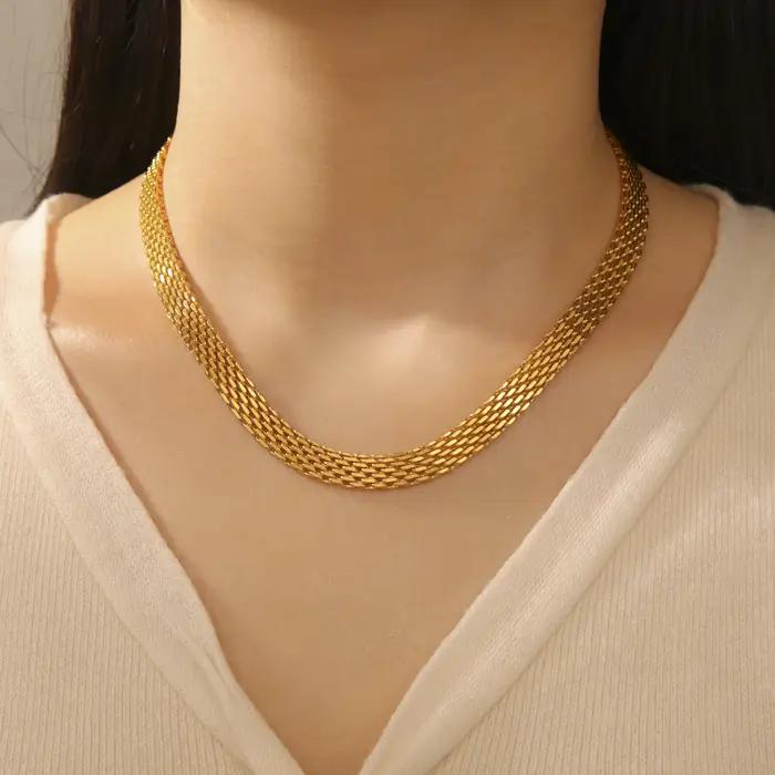 Amaxer acier inoxydable 8/5.8mm de large collier ras du cou pour les femmes Hiphop Punk maille Fine Texture minimaliste chaîne bijoux cadeau