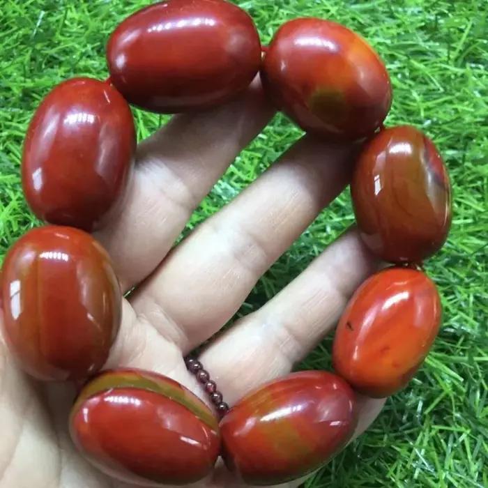 Bracelet en Agate de soie rouge des états-forts, bijoux de Bracelet de perles de tambour de perles d