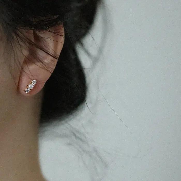 Clous d'oreilles en argent Sterling 925 avec perle et Zircon pour femmes occasions spéciales élégantes minimalistes