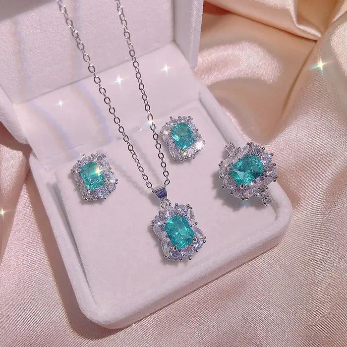 Paraiba-Ensemble de bijoux princesse Bling pour femme