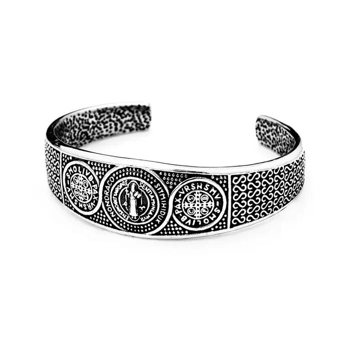 Bracelet de protection Saint Benoît en acier inoxydable 316L, amulette religieuse vintage pour hommes et femmes, bijoux cadeaux, dropshipping