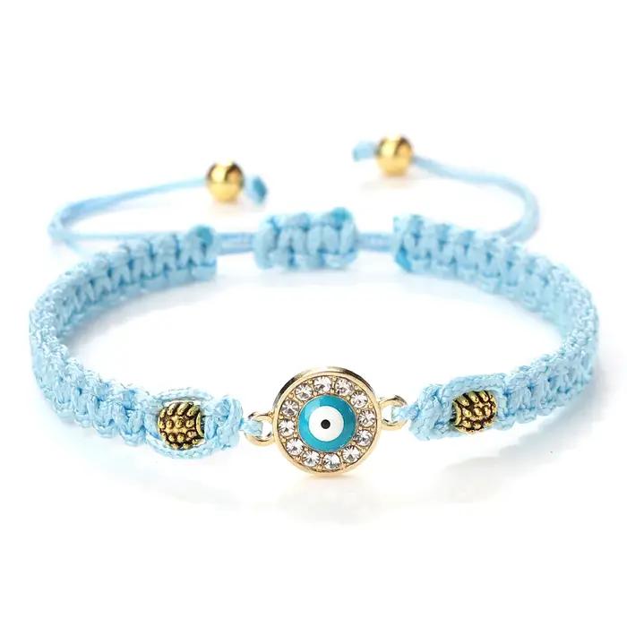 Femmes cristal bleu mauvais œil tressé Bracelet turc guérison Yoga Couple Bracelet & Bracelets chaîne Pulsera bijoux cadeau en gros