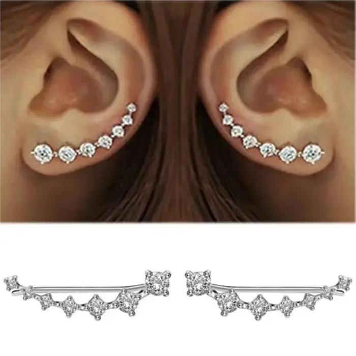 Boucles d'oreilles en argent sterling 925 serties de zirconium blanc modernes pour femmes occasions d'engagement