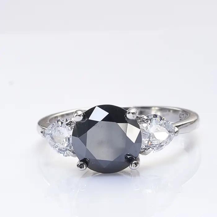 Luxe Ronde 3 Carats VVS D-COLOR Moissanite Anneau Pour Les Femmes En Argent Sterling 925 Bijoux De Mariage 8H8A Cadeau