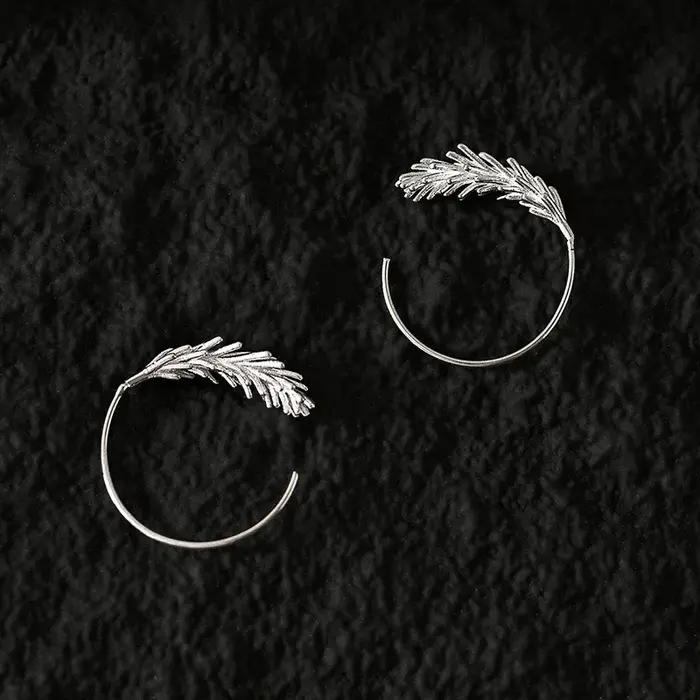 Boucles d'oreilles clous plaquées or motif épi de blé pour femme