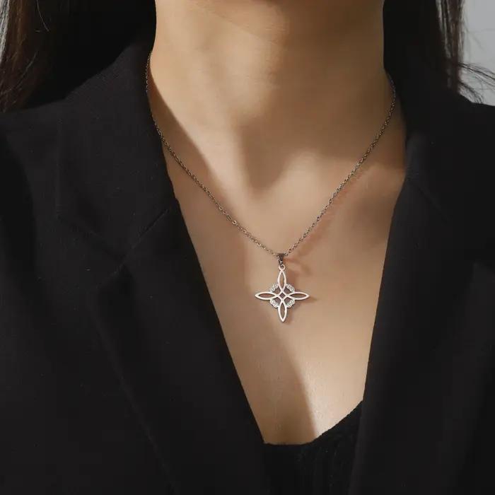 Skyrim Wicca sorcellerie noeud de sorcière collier en acier inoxydable colliers ras du cou Vintage amulette surnaturelle bijoux cadeau pour les femmes