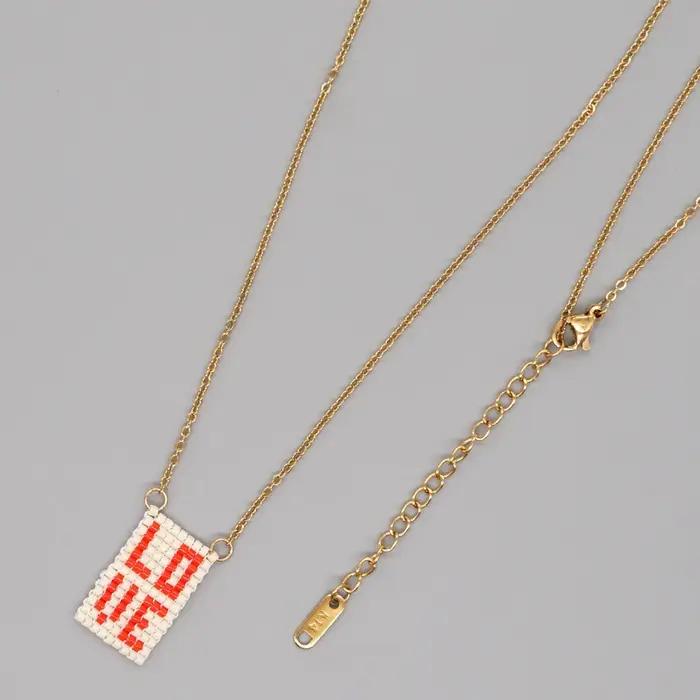 Collier de perles Design d'amour tricot à la main réglable originalité géométrie pendentif bohême marée Simple